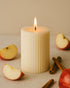 Cider Kisses (Apple Cinamon) Natural Soy Wax Scented Ribbed Pillar Candle | 3 x 5 inches