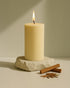 Golden Hour (Sandalwood) Natural Soy Wax Scented Ribbed Pillar Candle | 3' x 5' inches