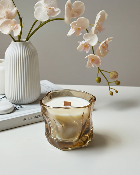 Amber Tinted Wavy Jar Scented Candle