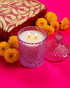 Pink Diamond Cut Glass Jar Natural Soy Wax Scented Candle
