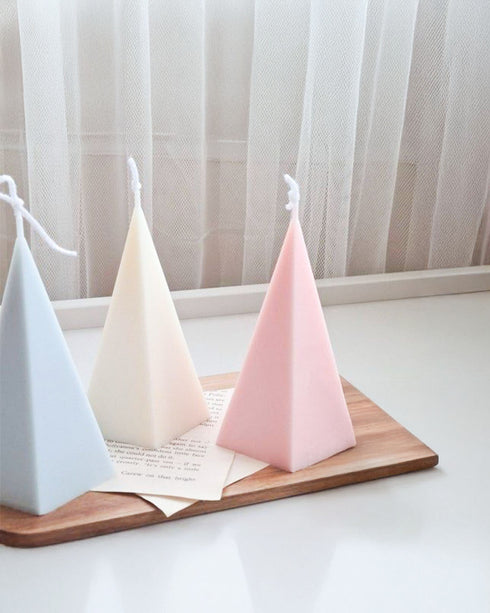 Pyramid Moulded Natural Wax Scented Candle Set of 2