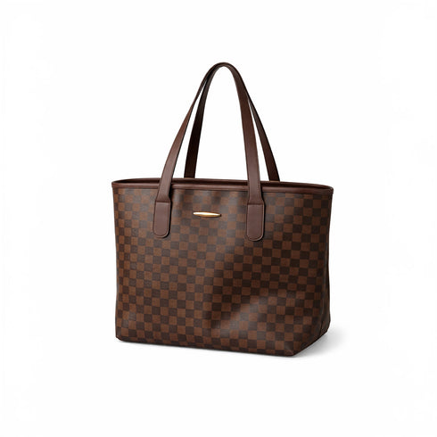 Yasmin Brown Checkered Everyday Shoulder Bag