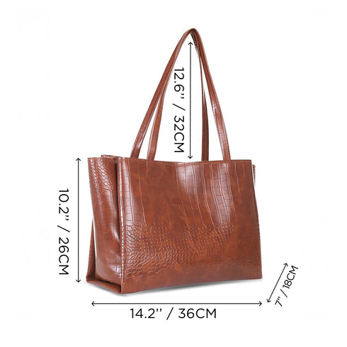 Amara Croco Texture Brown Shoulder Bag