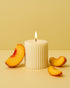 Peach Tease (Peach & Ginger) Natural Soy Wax Scented Ribbed Pillar Candle | 3 x 3 inches