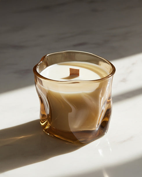 Amber Tinted Wavy Jar Scented Candle
