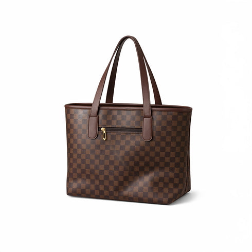 Yasmin Brown Checkered Everyday Shoulder Bag