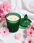 Green Diamond Cut Glass Jar Natural Soy Wax Scented Candle