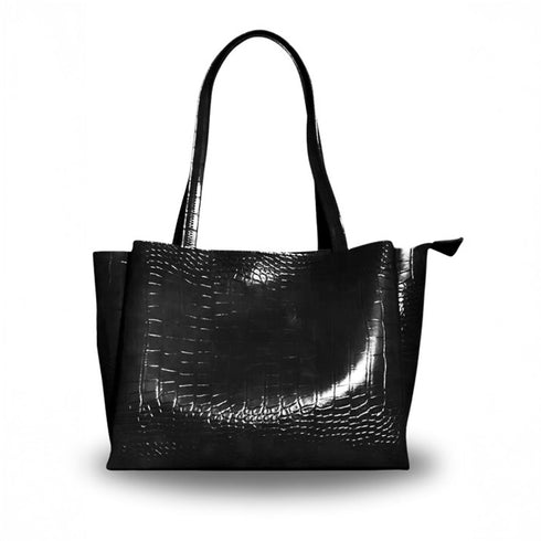 Luna Croco Texture Black Shoulder Bag