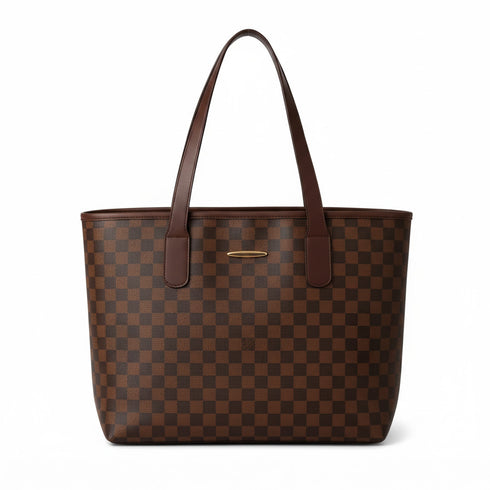 Yasmin Brown Checkered Everyday Shoulder Bag