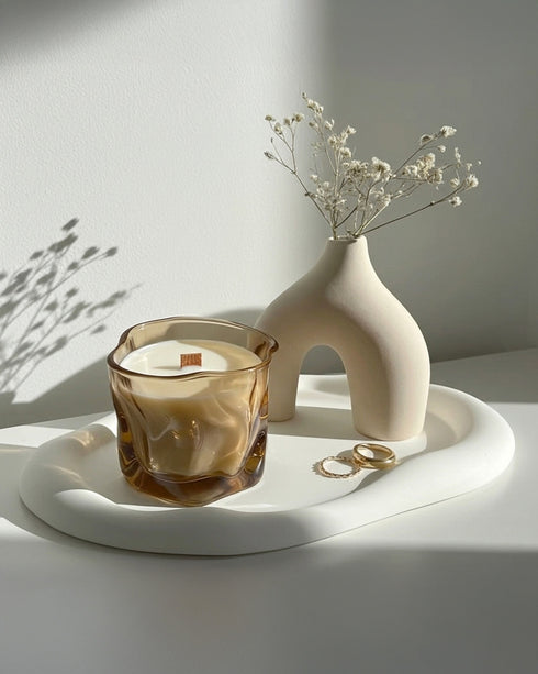 Amber Tinted Wavy Jar Scented Candle