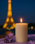 Midnight in Paris (French Lilac) Natural Soy Wax Scented Ribbed Pillar Candle | 3 x 3 inches