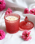 Red Diamond Cut Glass Jar Natural Soy Wax Scented Candle