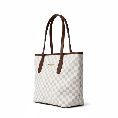Kleio White Checkered Everyday Shoulder Bag