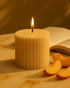Peach Tease (Peach & Ginger) Natural Soy Wax Scented Ribbed Pillar Candle | 3 x 3 inches