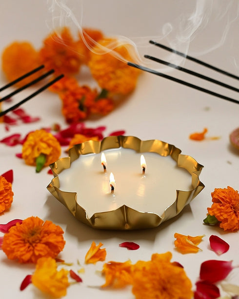 Golden Lotus Urli Scented Candle
