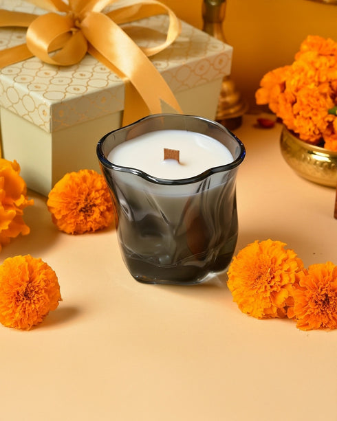 Black Tinted Wavy Jar Scented Candle