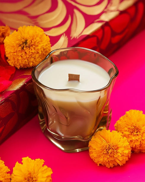 Amber Tinted Wavy Jar Scented Candle