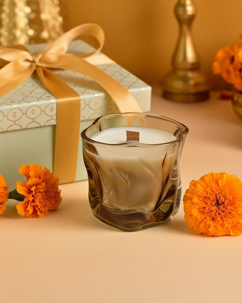 Amber Tinted Wavy Jar Scented Candle