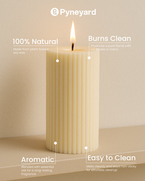 Velvet Nights (Rose Gernaium) Natural Soy Wax Scented Ribbed Pillar Candles | 3 x 5 inches