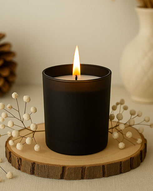 Midnight Black Frosted Jar Soy Wax Scented Candle