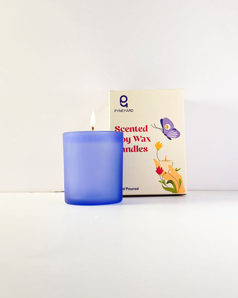 Twilight Blue Frosted Jar Soy Wax Scented Candle