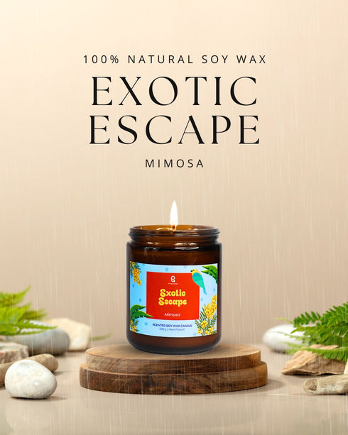 Exotic Escape (Yellow Mimosa) Amber Jar Natural Soy Wax Scented Candle