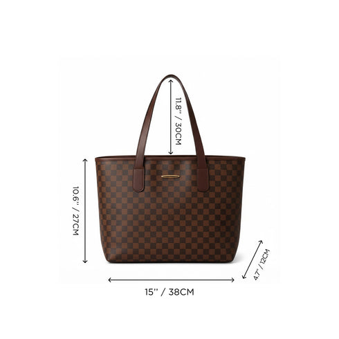 Yasmin Brown Checkered Everyday Shoulder Bag