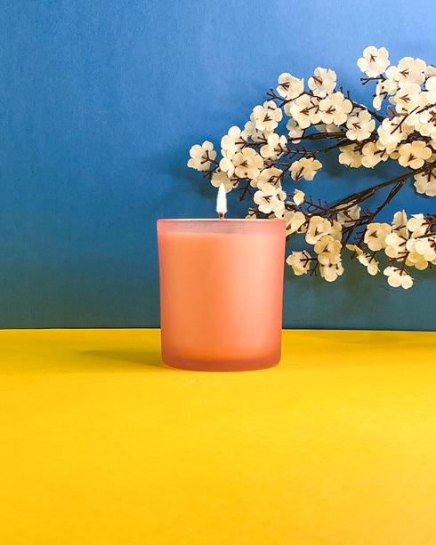Blush Pink Frosted Jar Soy Wax Scented Candle