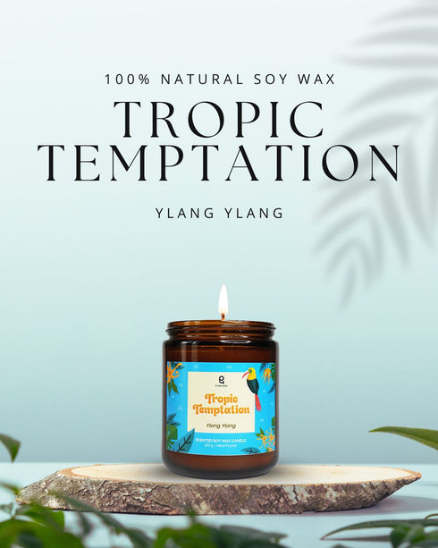 Tropic Temptation (Ylang Ylang) Natural Soy Wax Amber Jar Scented Candle