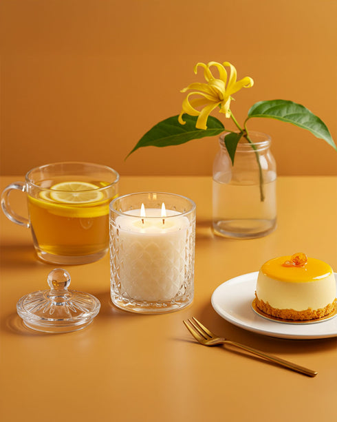 Tropic Temptation (Ylang Ylang) Natural Soy Wax Diamond Cut Glass Jar Scented Candle